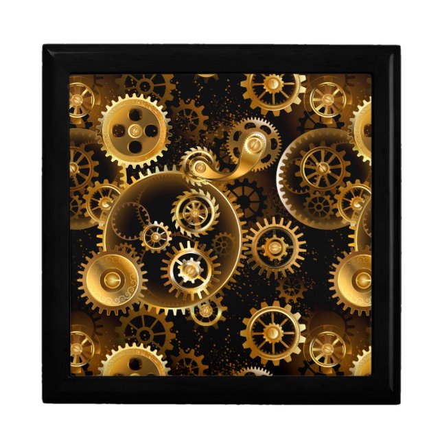Seamless Steampunk Brass Gears Gift Box (Front)