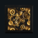 Seamless Steampunk Brass Gears Gift Box<br><div class="desc">Seamless,  metal,  brass,  gold gears on rusty dark background. Steampunk style.</div>