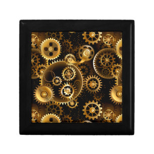 Seamless Steampunk Brass Gears Gift Box