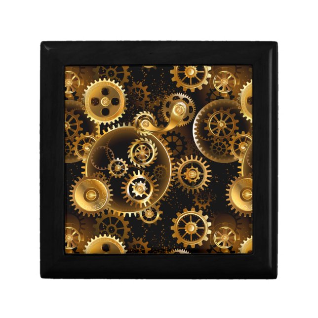 Seamless Steampunk Brass Gears Gift Box (Front)