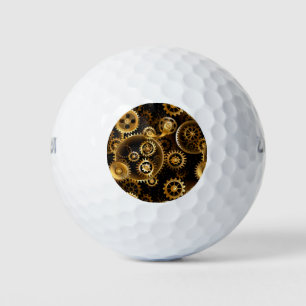 Seamless Steampunk Brass Gears Golf Balls