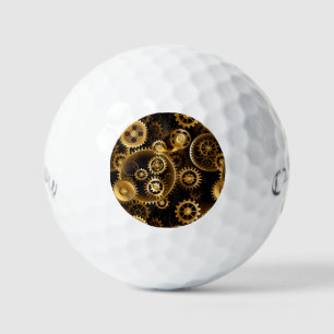 Seamless Steampunk Brass Gears Golf Balls
