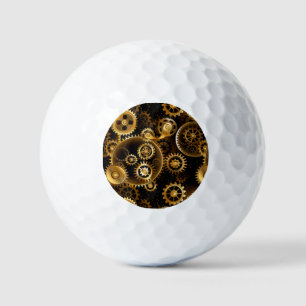 Seamless Steampunk Brass Gears Golf Balls