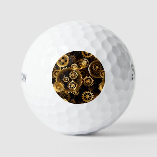 Seamless Steampunk Brass Gears Golf Balls