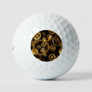 Seamless Steampunk Brass Gears Golf Balls