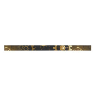 Seamless Steampunk Brass Gears Grosgrain Ribbon