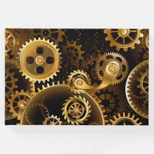 Seamless Steampunk Brass Gears Guest Book