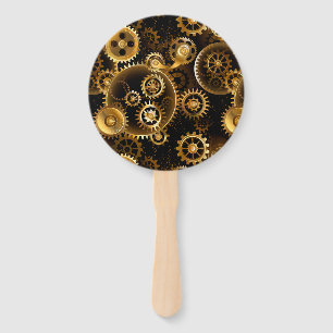 Seamless Steampunk Brass Gears Hand Fan
