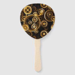 Seamless Steampunk Brass Gears Hand Fan