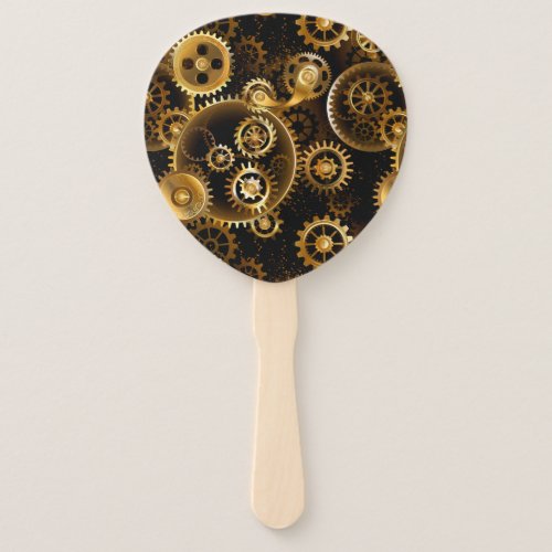 Seamless Steampunk Brass Gears Hand Fan