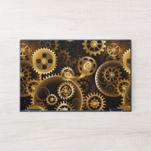 Seamless Steampunk Brass Gears HP Laptop Skin