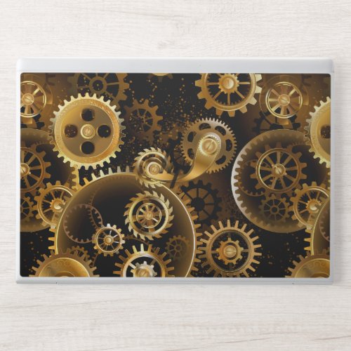 Seamless Steampunk Brass Gears HP Laptop Skin