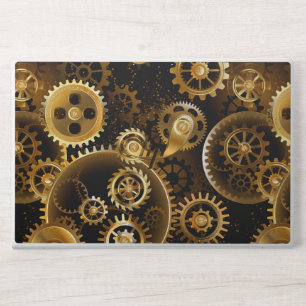 Seamless Steampunk Brass Gears HP Laptop Skin