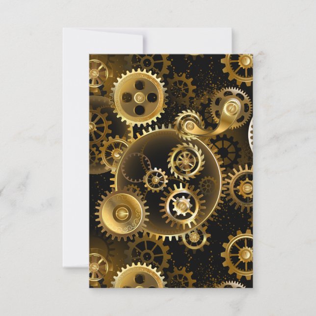 Seamless Steampunk Brass Gears Invitation (Front)