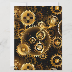 Seamless Steampunk Brass Gears Invitation