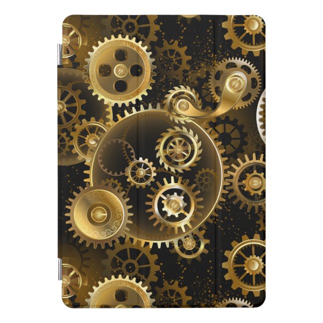 Seamless Steampunk Brass Gears iPad Pro Cover (Front)