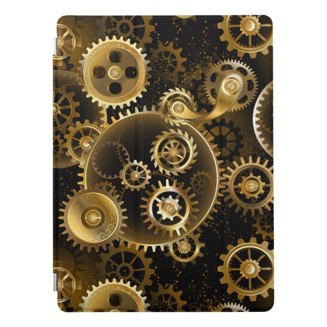 Seamless Steampunk Brass Gears iPad Pro Cover (Front)