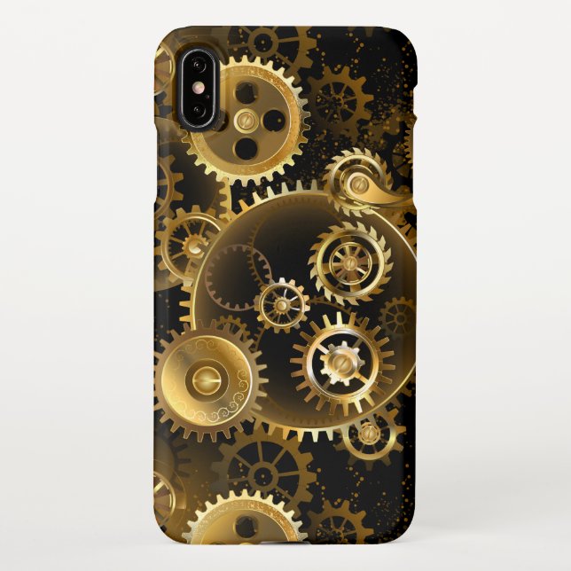 Seamless Steampunk Brass Gears iPhone Case (Back)