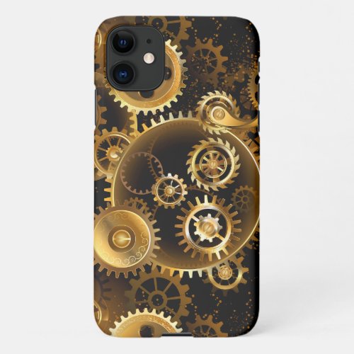 Seamless Steampunk Brass Gears iPhone 11 Case
