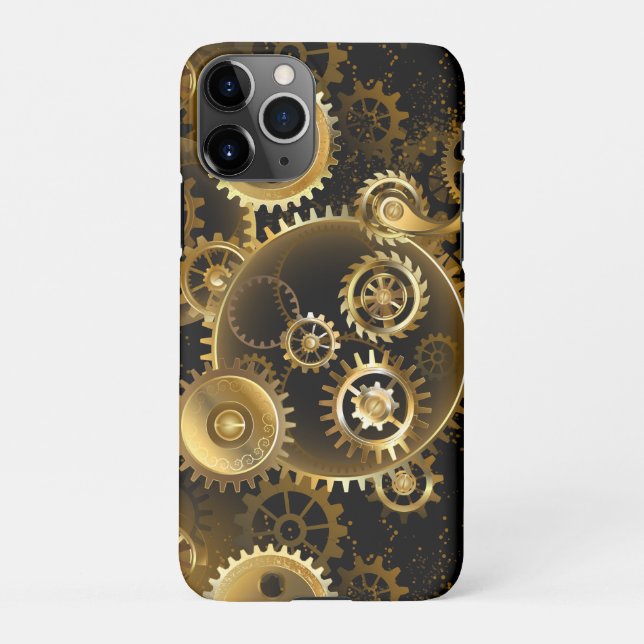 Seamless Steampunk Brass Gears iPhone Case (Back)