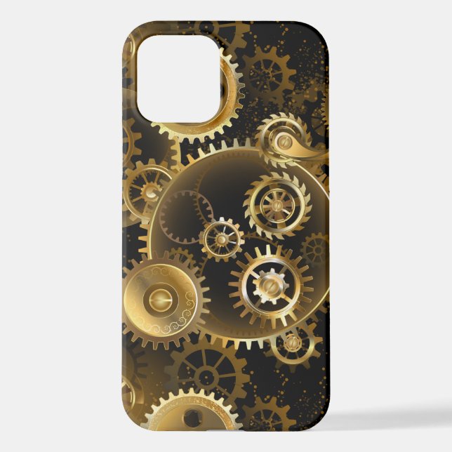 Seamless Steampunk Brass Gears iPhone Case (Back)