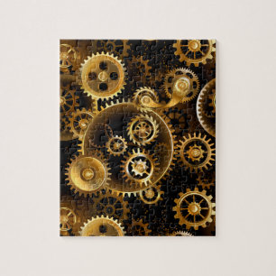 Seamless Steampunk Brass Gears Jigsaw Puzzle