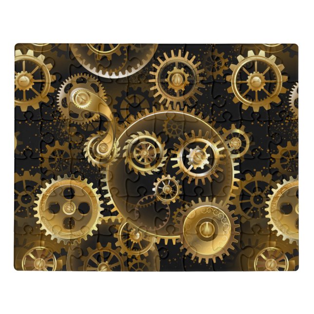 Seamless Steampunk Brass Gears Jigsaw Puzzle (Puzzle Horizontal)