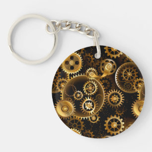 Seamless Steampunk Brass Gears Keychain
