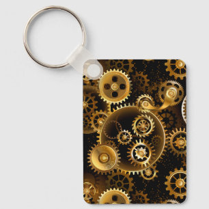 Seamless Steampunk Brass Gears Keychain