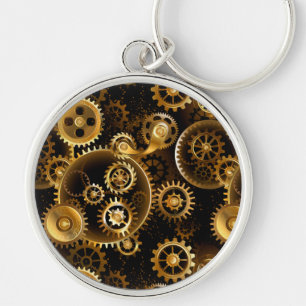 Seamless Steampunk Brass Gears Keychain