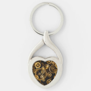 Seamless Steampunk Brass Gears Keychain