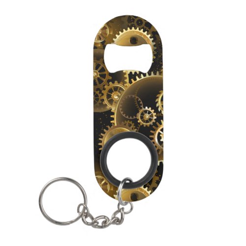 Seamless Steampunk Brass Gears Keychain Bottle Opener