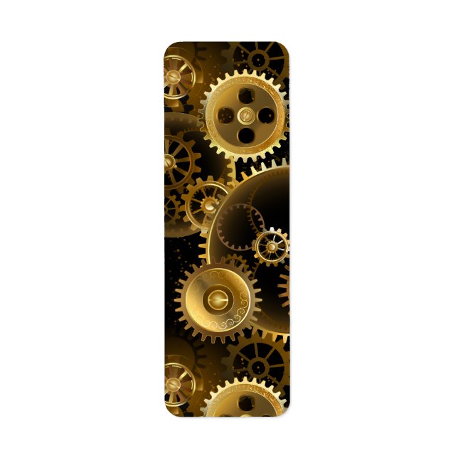 Seamless Steampunk Brass Gears Label (Front)