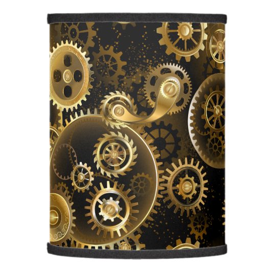 Seamless Steampunk Brass Gears Lamp Shade (Left)