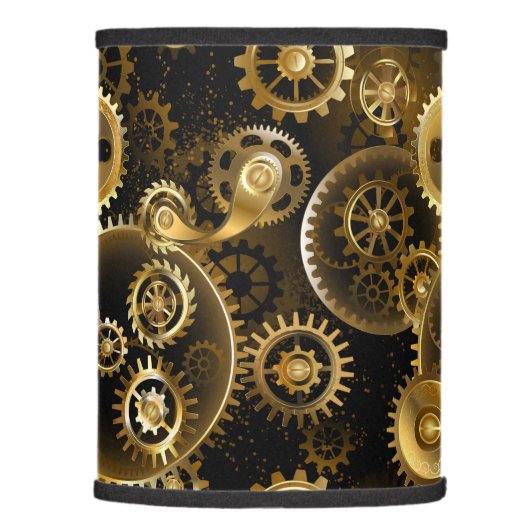 Seamless Steampunk Brass Gears Lamp Shade (Right)