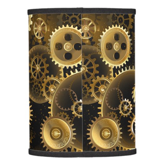 Seamless Steampunk Brass Gears Lamp Shade (Back)