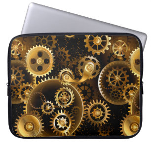 Seamless Steampunk Brass Gears Laptop Sleeve