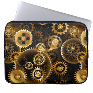 Seamless Steampunk Brass Gears Laptop Sleeve