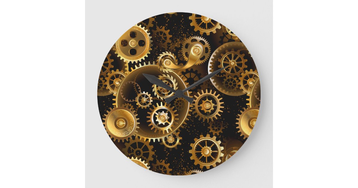 Steampunk Clock with Gears Wall Clock by blackmoon9