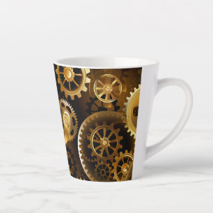 Seamless Steampunk Brass Gears Latte Mug