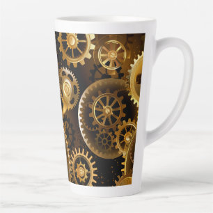 Seamless Steampunk Brass Gears Latte Mug