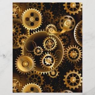 Seamless Steampunk Brass Gears Letterhead