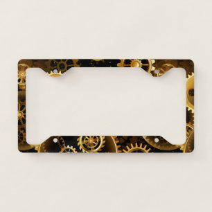 Seamless Steampunk Brass Gears License Plate Frame