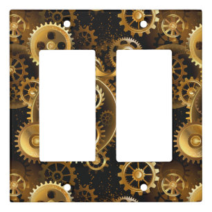 Seamless Steampunk Brass Gears Light Switch Cover