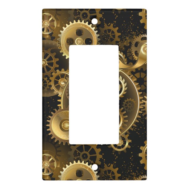 Seamless Steampunk Brass Gears Light Switch Cover (Front)