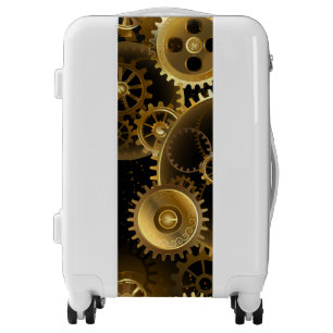 Seamless Steampunk Brass Gears Luggage