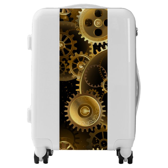 Seamless Steampunk Brass Gears Luggage (Front)
