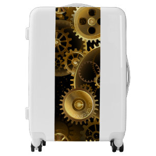 Seamless Steampunk Brass Gears Luggage