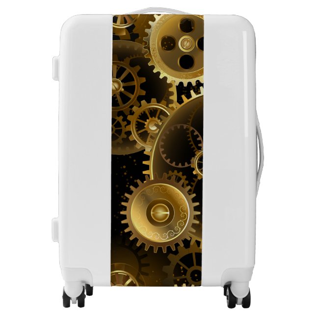 Seamless Steampunk Brass Gears Luggage (Front)