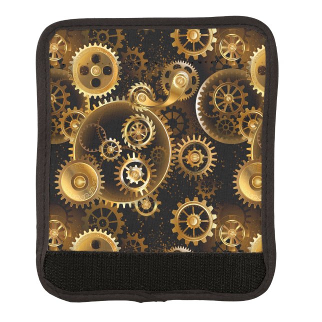Seamless Steampunk Brass Gears Luggage Handle Wrap (Front)